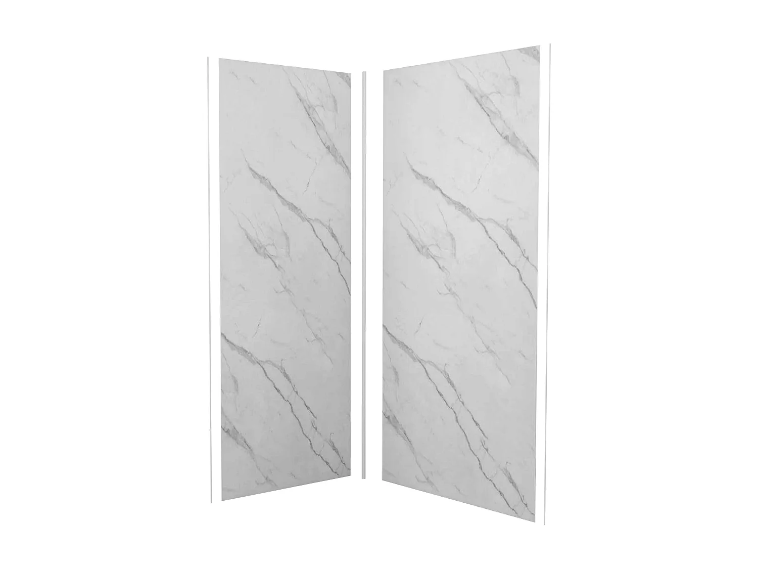 Lot de 2 panneaux muraux de douche effet blanc marbre mural aluminium avec 3 profiles - L.90 x L.90 x H.210 cm - Étanche, durable et facile à nettoyer