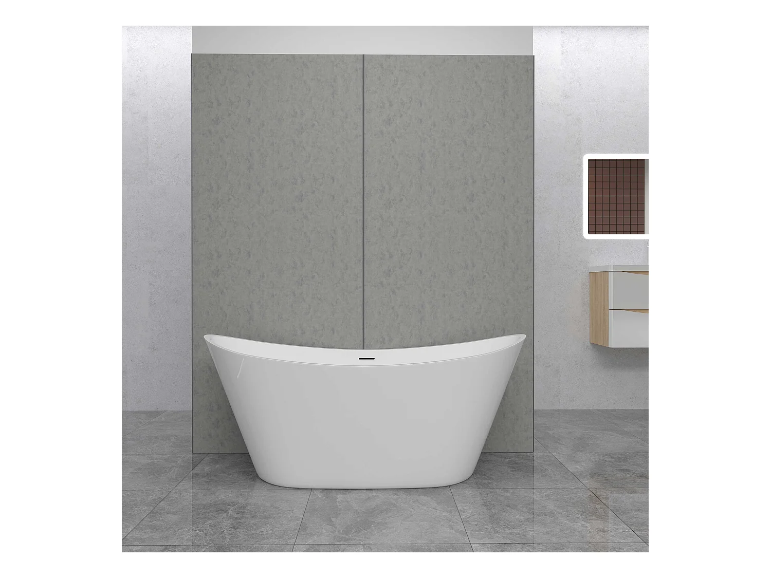 Lot de 2 panneaux muraux de douche gris mural aluminium avec 1 profile - L.90 x L.90 x H.210 cm - Étanche, durable et facile à nettoyer