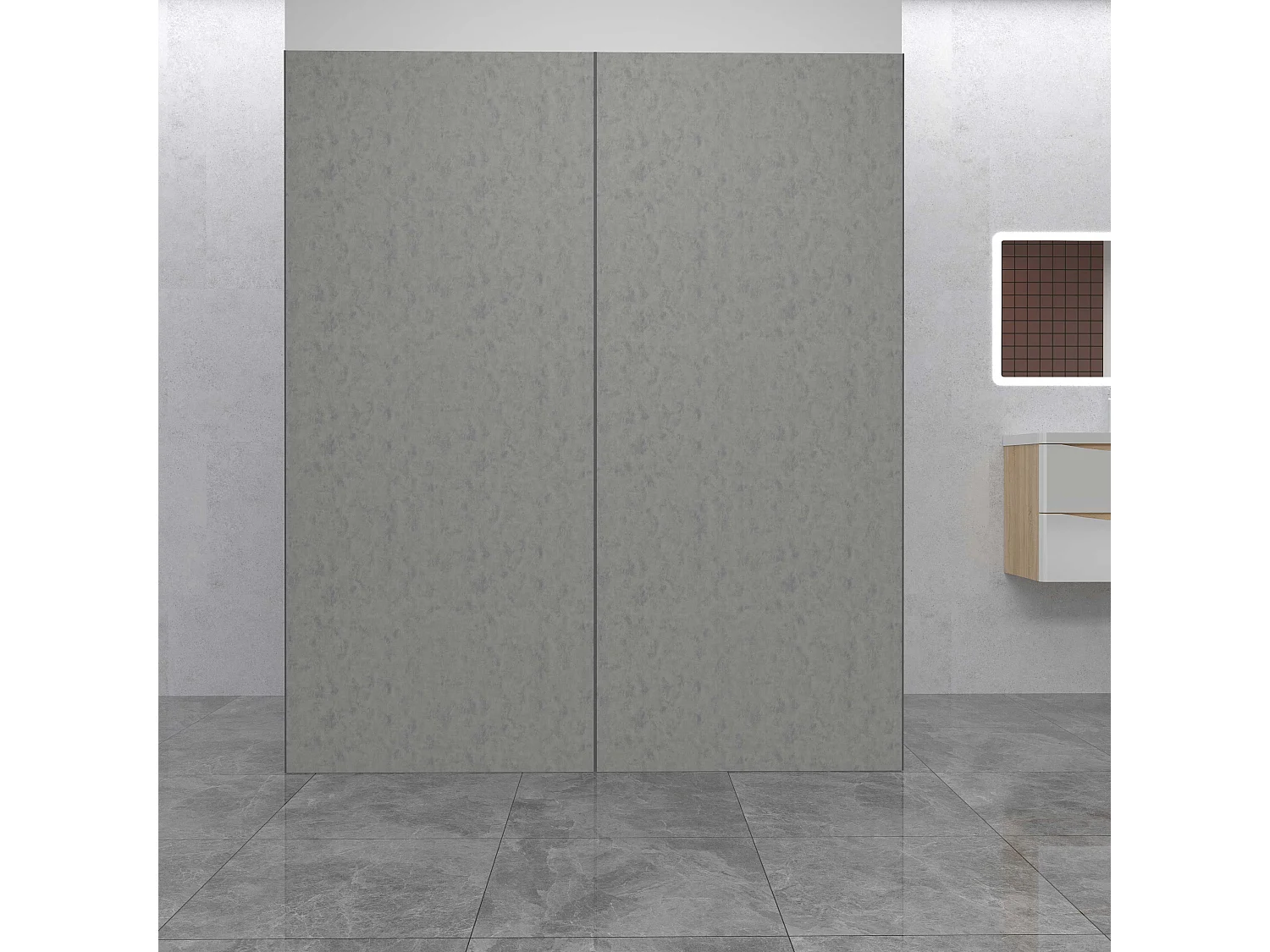 Lot de 2 panneaux muraux de douche gris mural aluminium avec 1 profile - L.90 x L.90 x H.210 cm - Étanche, durable et facile à nettoyer