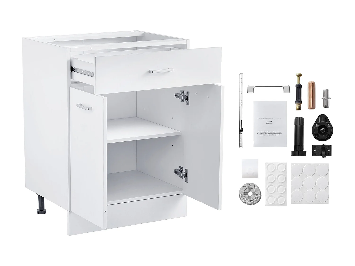 Lage Kast SucceBuy Shaker van 61cm met Lade Klaar om te Monteren, 1 Lade, met Sluitdeuren, Modern en Functioneel