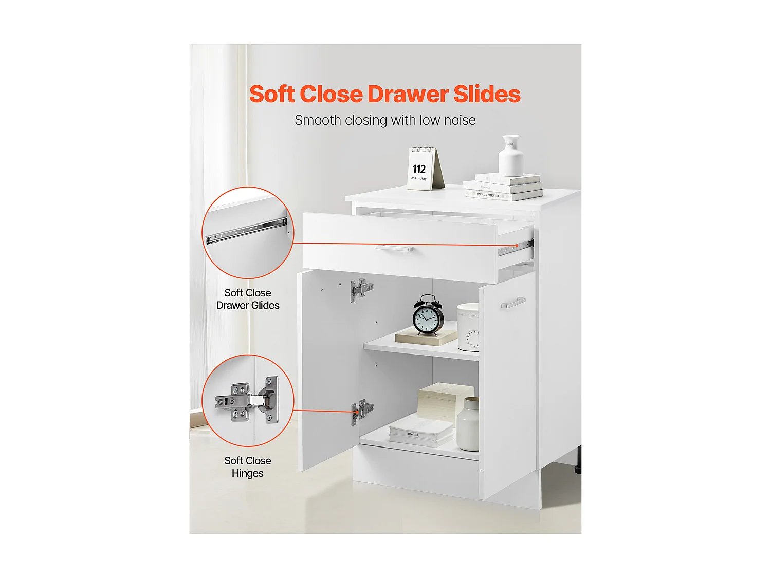 Lage Kast SucceBuy Shaker van 61cm met Lade Klaar om te Monteren, 1 Lade, met Sluitdeuren, Modern en Functioneel