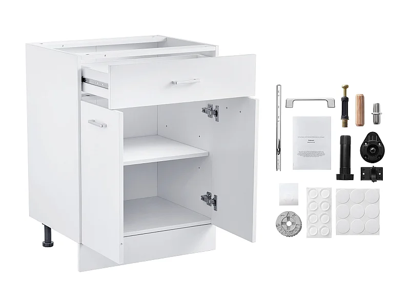 Lage Kast SucceBuy Shaker van 61cm met Lade Klaar om te Monteren, 1 Lade, met Sluitdeuren, Modern en Functioneel