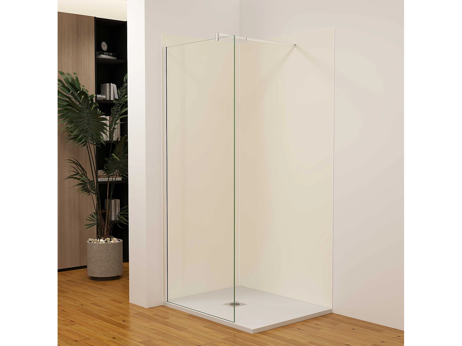 Lot de 2 panneaux muraux de douche Ivoire mural aluminium avec 3 profiles - L.40 x L.80 x H.210 cm - Étanche, durable et facile à nettoyer