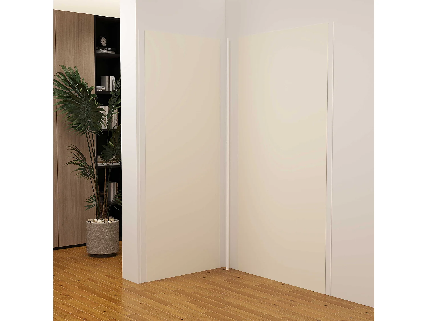 Lot de 2 panneaux muraux de douche Ivoire mural aluminium avec 3 profiles - L.90 x L.120 x H.210 cm - Étanche, durable et facile à nettoyer