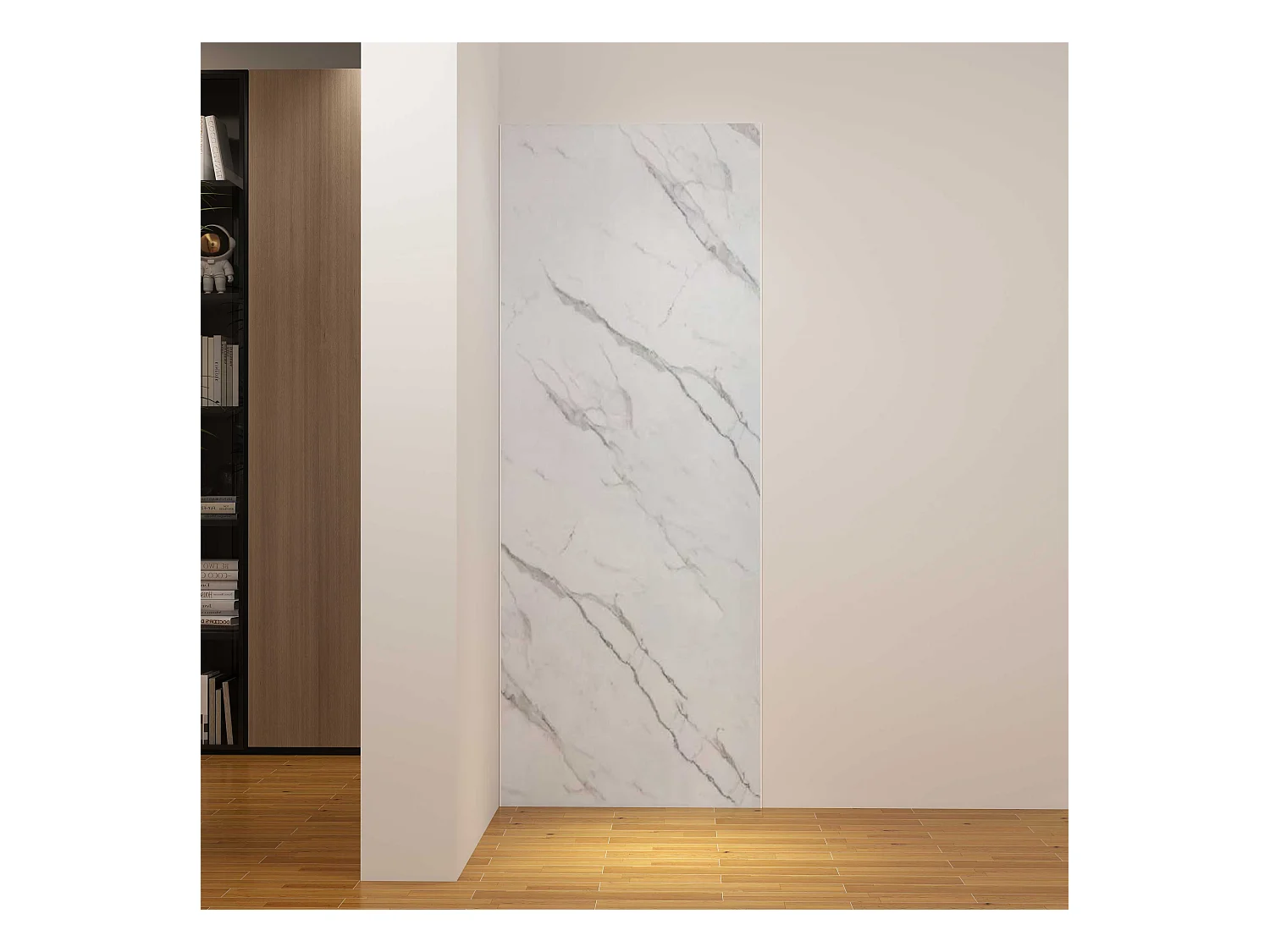 Panneau mural de douche effet blanc marbre 80 x 210 cm mural aluminium avec 1 profile - Étanche, durable et facile à nettoyer