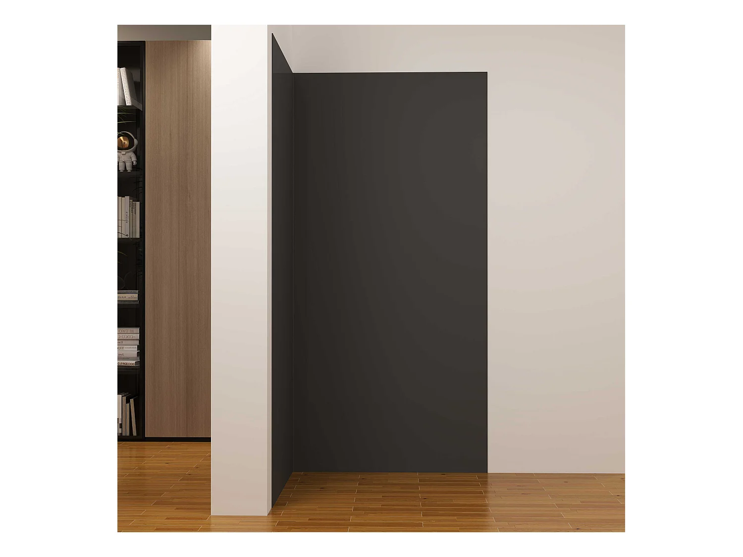 Lot de 2 panneaux muraux de douche Noir mural aluminium avec 3 profiles - L.90 x L.90 x H.210 cm - Étanche, durable et facile à nettoyer