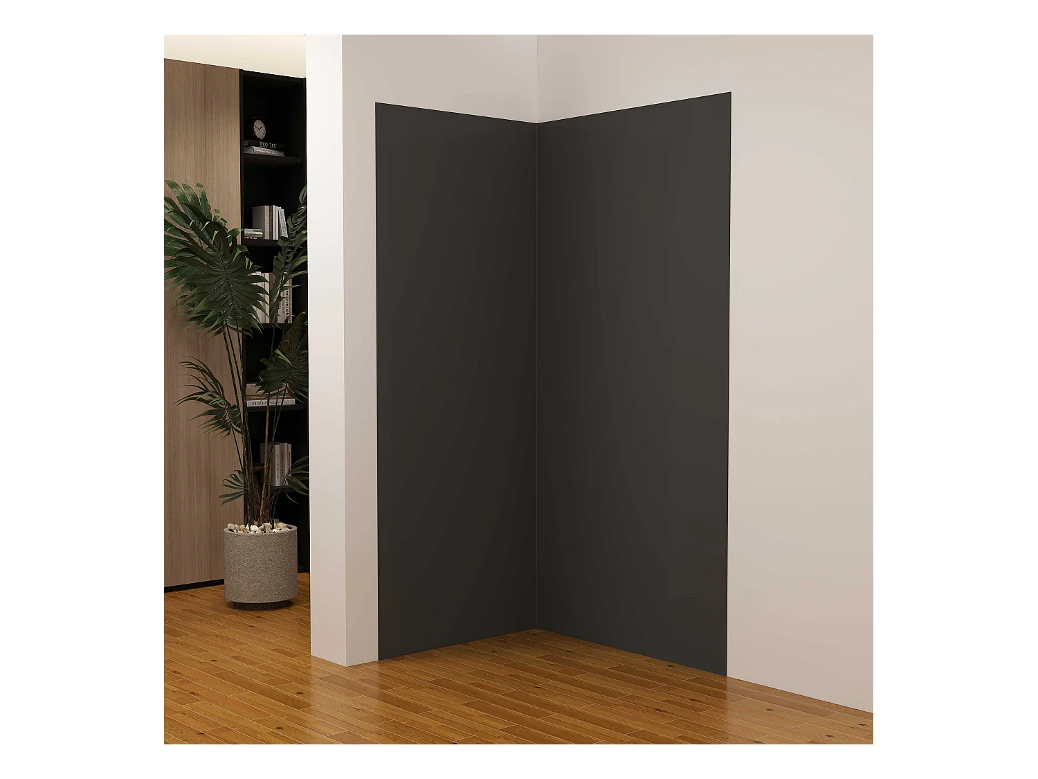 Lot de 2 panneaux muraux de douche Noir mural aluminium avec 3 profiles - L.90 x L.90 x H.210 cm - Étanche, durable et facile à nettoyer