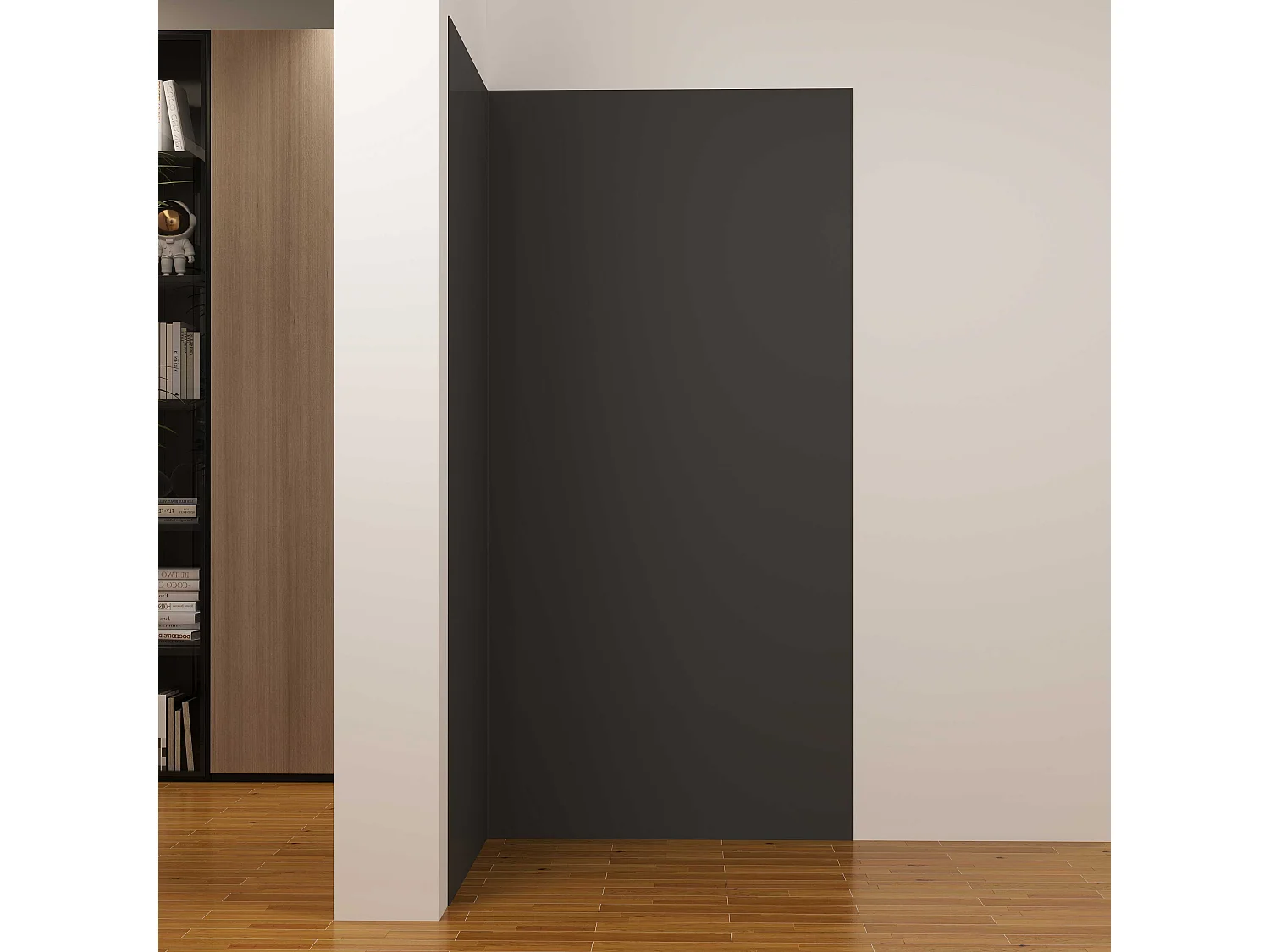 Lot de 2 panneaux muraux de douche Noir mural aluminium avec 3 profiles - L.90 x L.90 x H.210 cm - Étanche, durable et facile à nettoyer