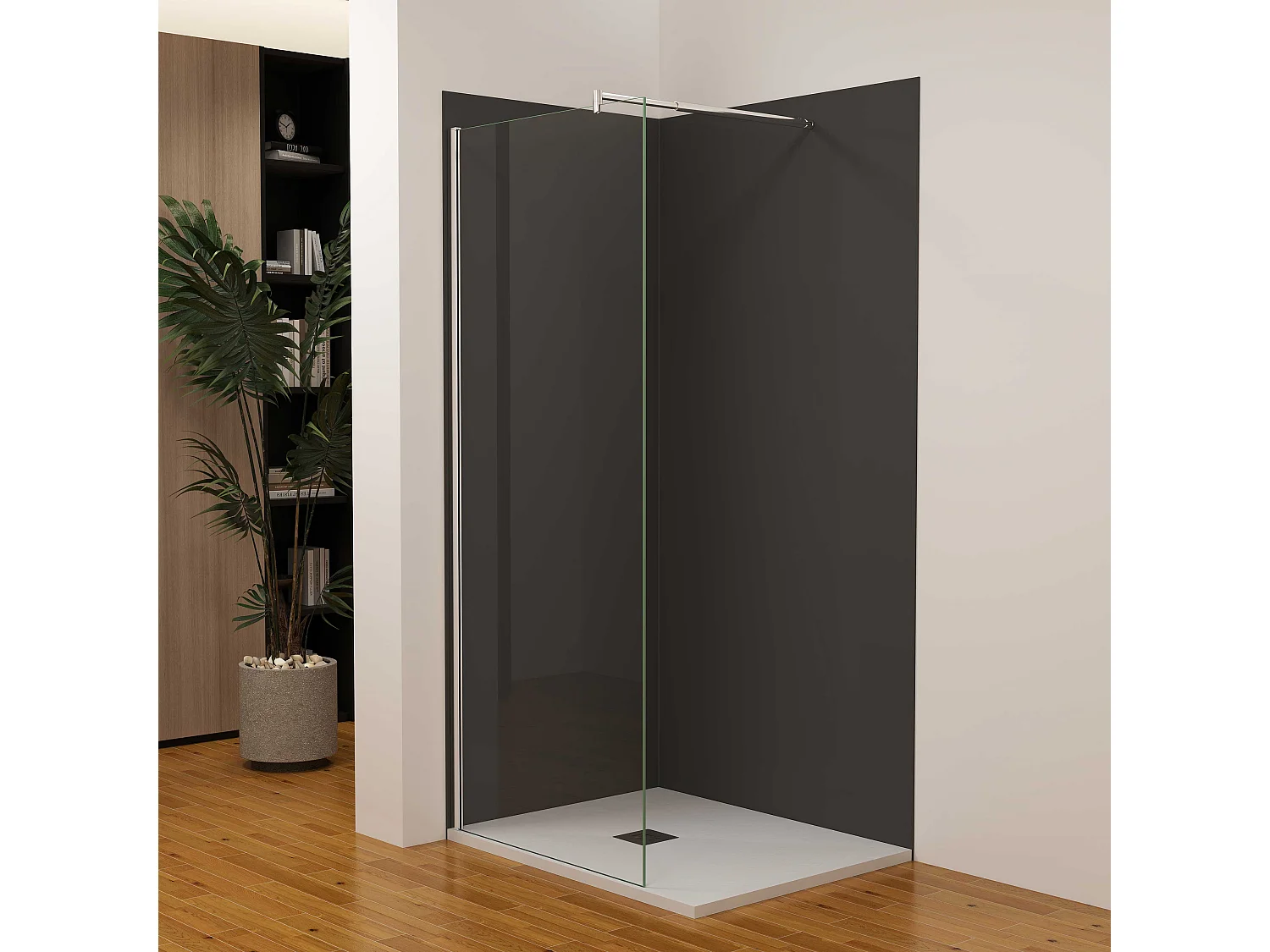 Lot de 2 panneaux muraux de douche Noir mural aluminium avec 3 profiles - L.90 x L.90 x H.210 cm - Étanche, durable et facile à nettoyer