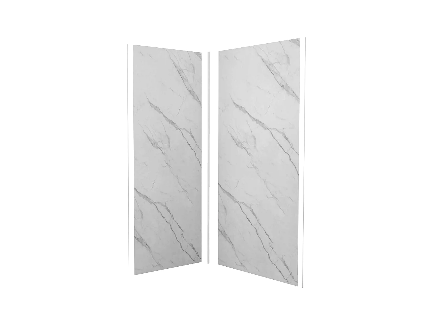 Lot de 2 panneaux muraux de douche effet blanc marbre mural aluminium avec 3 profiles - L.80 x L.80 x H.210 cm - Étanche, durable et facile à nettoyer