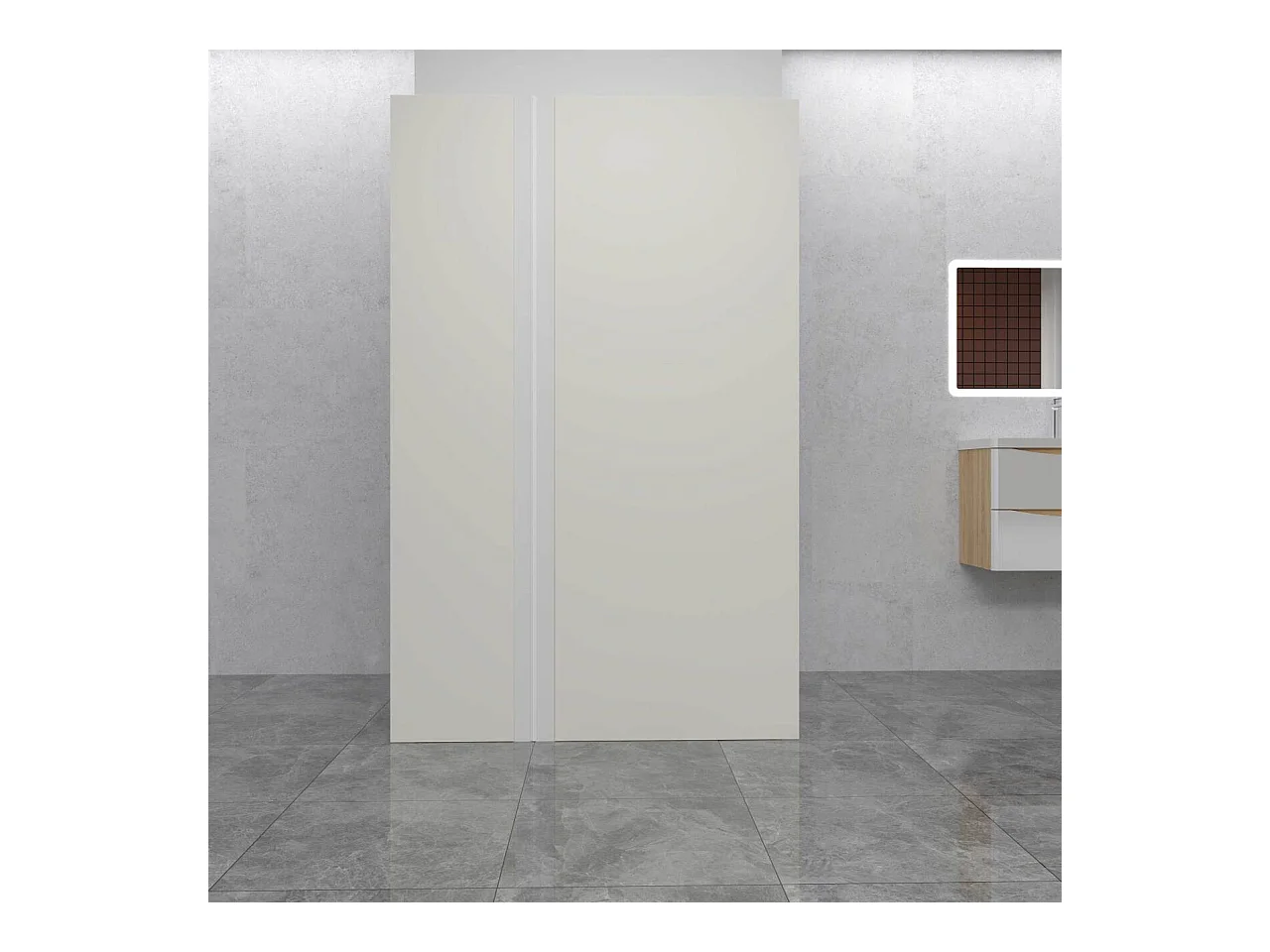 Lot de 2 panneaux muraux de douche Ivoire mural aluminium avec 1 profile - L.40 x L.90 x H.210 cm - Étanche, durable et facile à nettoyer