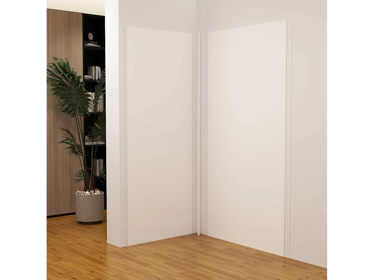 Set van 2 witte wandgemonteerde aluminium douchepanelen met 3 profielen - L.90 x B.100 x H.210 cm - Waterdicht, duurzaam en eenvoudig te reinigen