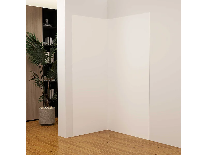 Set van 2 witte wandgemonteerde aluminium douchepanelen met 3 profielen - L.90 x B.100 x H.210 cm - Waterdicht, duurzaam en eenvoudig te reinigen