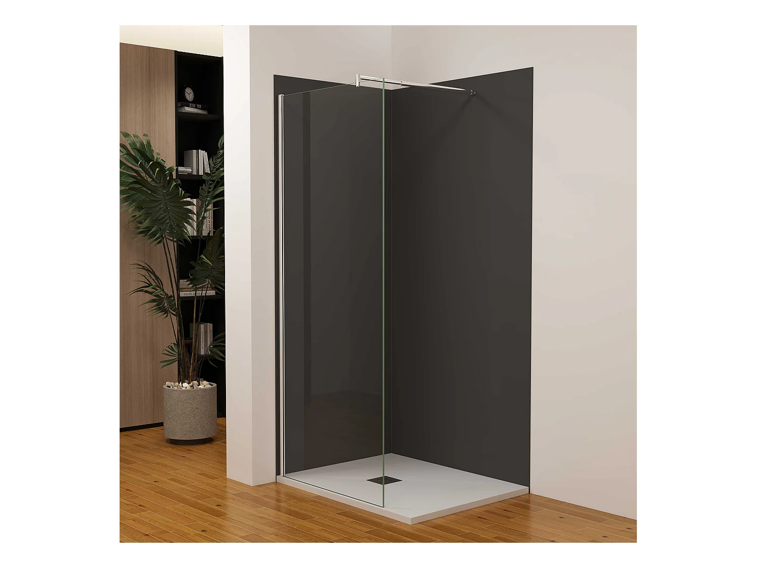 Lot de 2 panneaux muraux de douche Noir mural aluminium avec 3 profiles - L.90 x L.100 x H.210 cm - Étanche, durable et facile à nettoyer