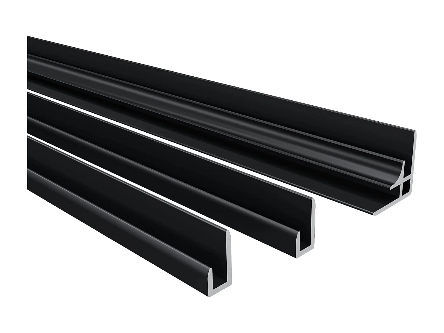 Lot de 2 panneaux muraux de douche Noir mural aluminium avec 3 profiles - L.90 x L.100 x H.210 cm - Étanche, durable et facile à nettoyer