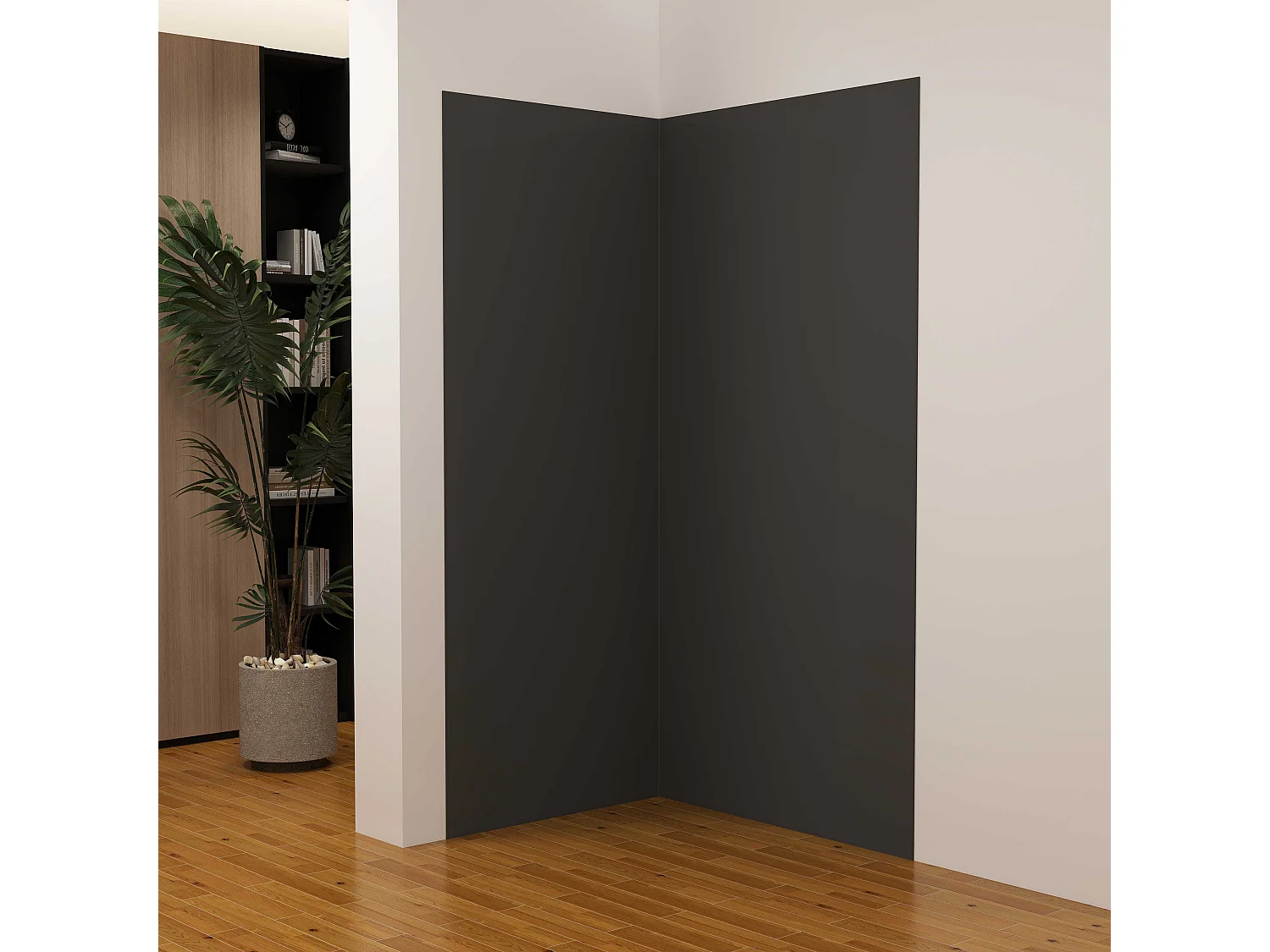 Lot de 2 panneaux muraux de douche Noir mural aluminium avec 3 profiles - L.90 x L.100 x H.210 cm - Étanche, durable et facile à nettoyer