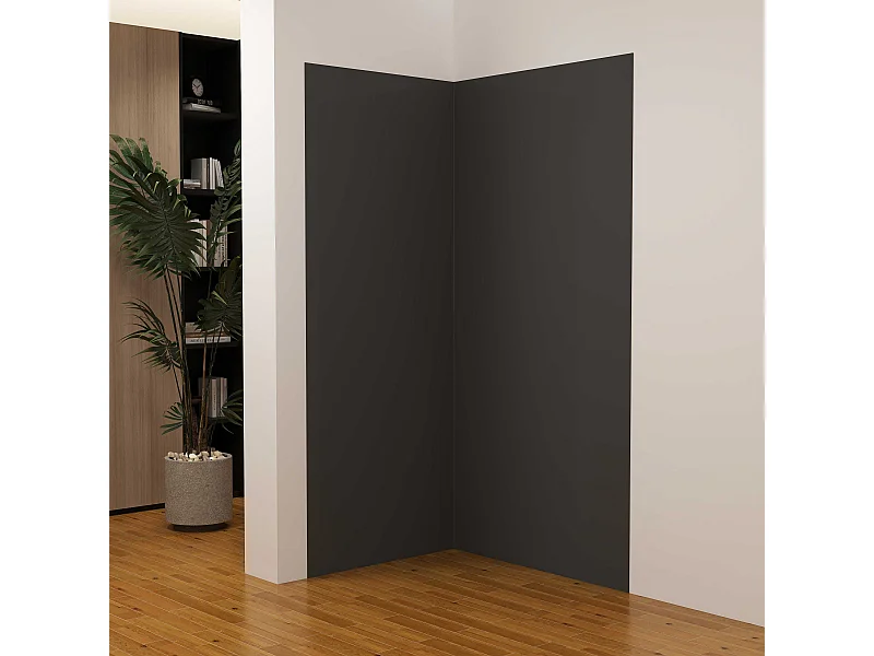 Lot de 2 panneaux muraux de douche Noir mural aluminium avec 3 profiles - L.90 x L.100 x H.210 cm - Étanche, durable et facile à nettoyer