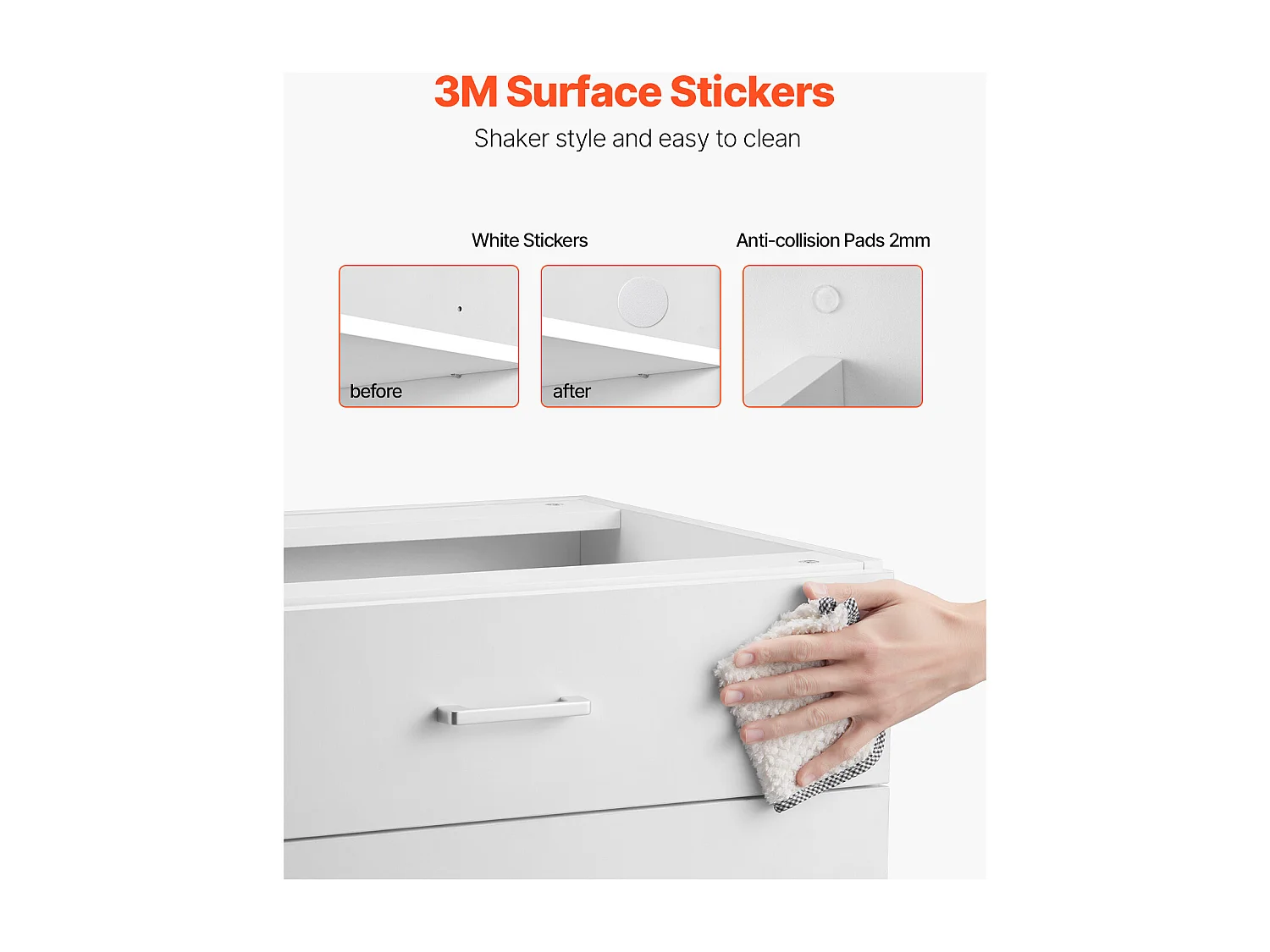Meble Niskie SucceBuy Shaker 61cm x 48cm x 81cm Gotowy do Złożenia, 3 Szuflady, Nie Zmontowany z Szynami Zamykania Tłumionego, Gotowy do Złożenia
