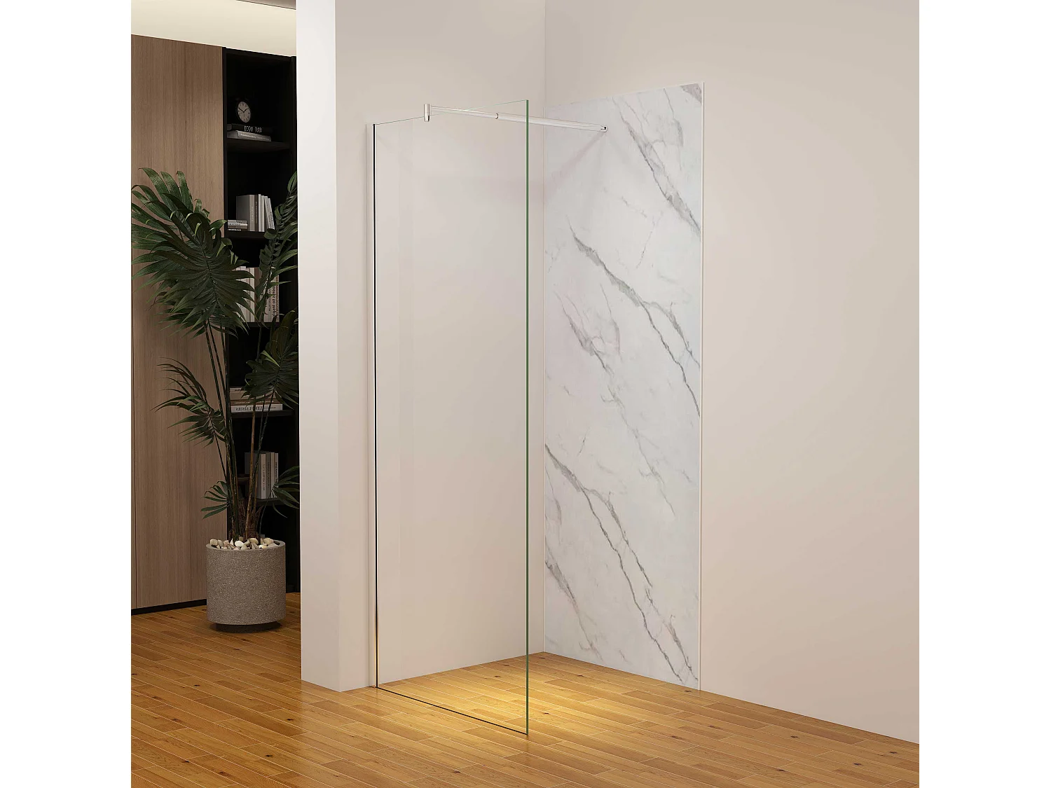 Panneau mural de douche effet blanc marbre 100 x 210 cm mural aluminium avec 1 profile - Étanche, durable et facile à nettoyer