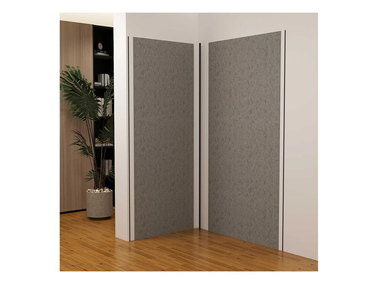 Lot de 2 panneaux muraux de douche gris mural aluminium avec 3 profiles - L.90 x L.90 x H.210 cm - Étanche, durable et facile à nettoyer