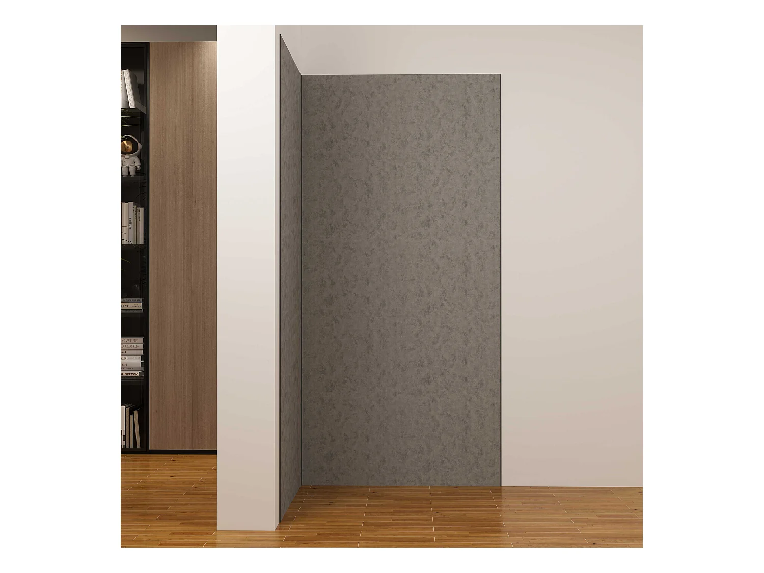 Lot de 2 panneaux muraux de douche gris mural aluminium avec 3 profiles - L.90 x L.90 x H.210 cm - Étanche, durable et facile à nettoyer