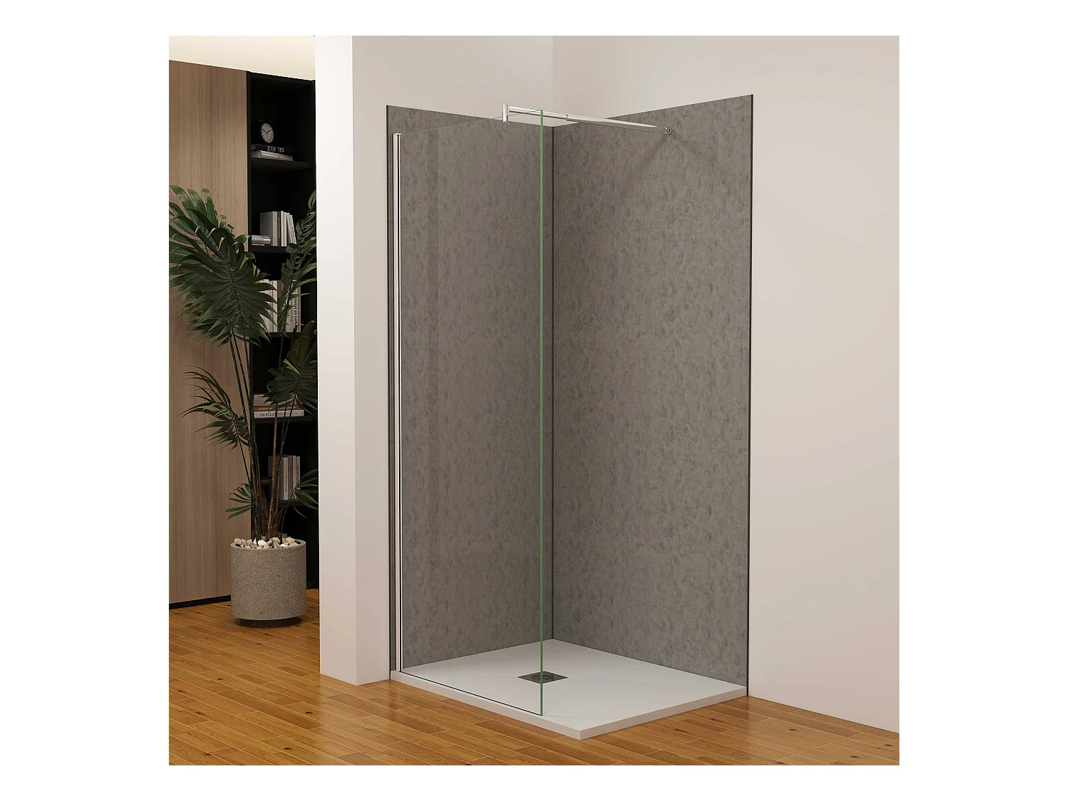 Lot de 2 panneaux muraux de douche gris mural aluminium avec 3 profiles - L.90 x L.90 x H.210 cm - Étanche, durable et facile à nettoyer