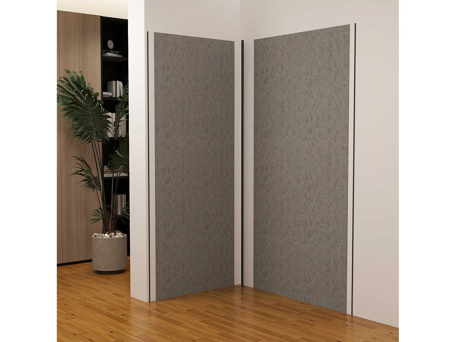 Lot de 2 panneaux muraux de douche gris mural aluminium avec 3 profiles - L.90 x L.90 x H.210 cm - Étanche, durable et facile à nettoyer