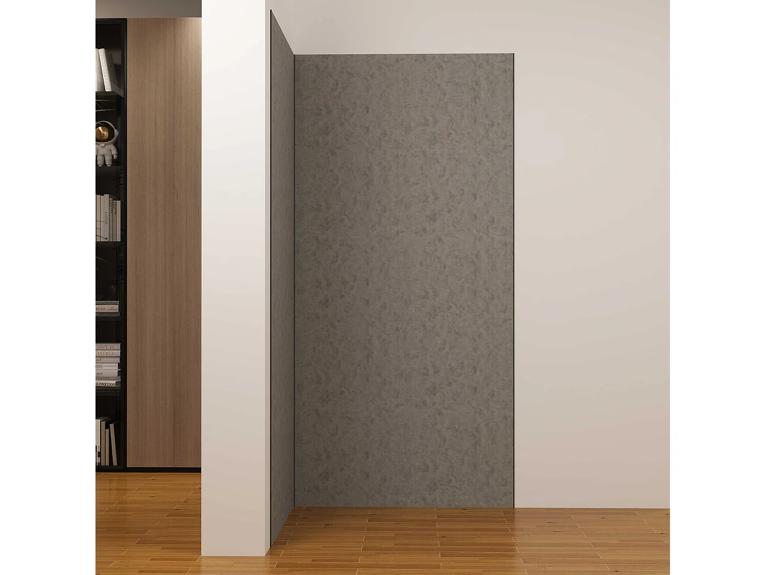 Lot de 2 panneaux muraux de douche gris mural aluminium avec 3 profiles - L.90 x L.90 x H.210 cm - Étanche, durable et facile à nettoyer