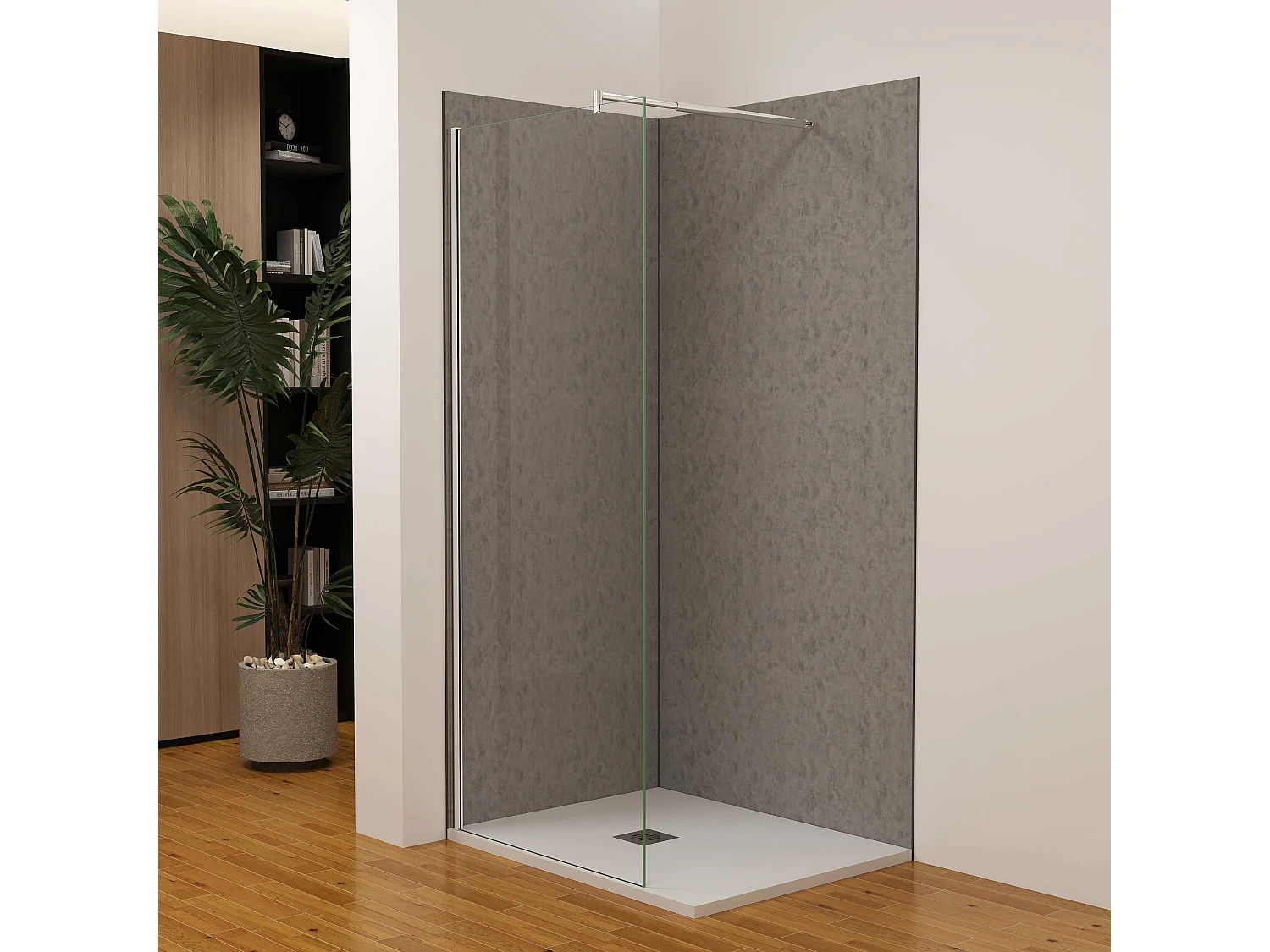 Lot de 2 panneaux muraux de douche gris mural aluminium avec 3 profiles - L.90 x L.90 x H.210 cm - Étanche, durable et facile à nettoyer