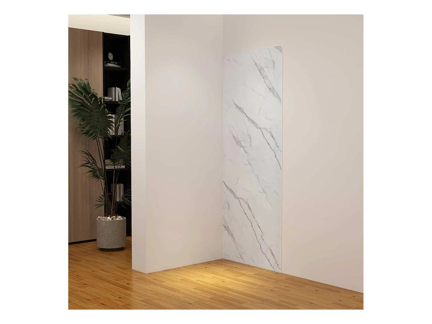 Panneau mural de douche effet blanc marbre 90 x 210 cm mural aluminium avec 1 profile - Étanche, durable et facile à nettoyer