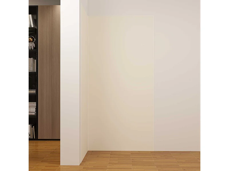 Set van 2 ivoorkleurige aluminium wanddouchepanelen met 3 profielen - L.100 x B.120 x H.210 cm - Waterdicht, duurzaam en eenvoudig te reinigen