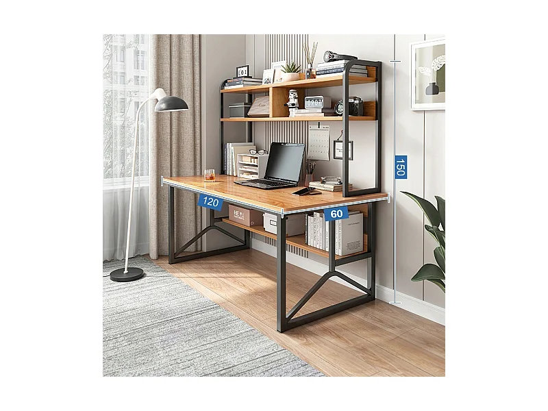 Biurko komputerowe ciemny buk pod laptop loft gamingowe nowoczesne 120 cm