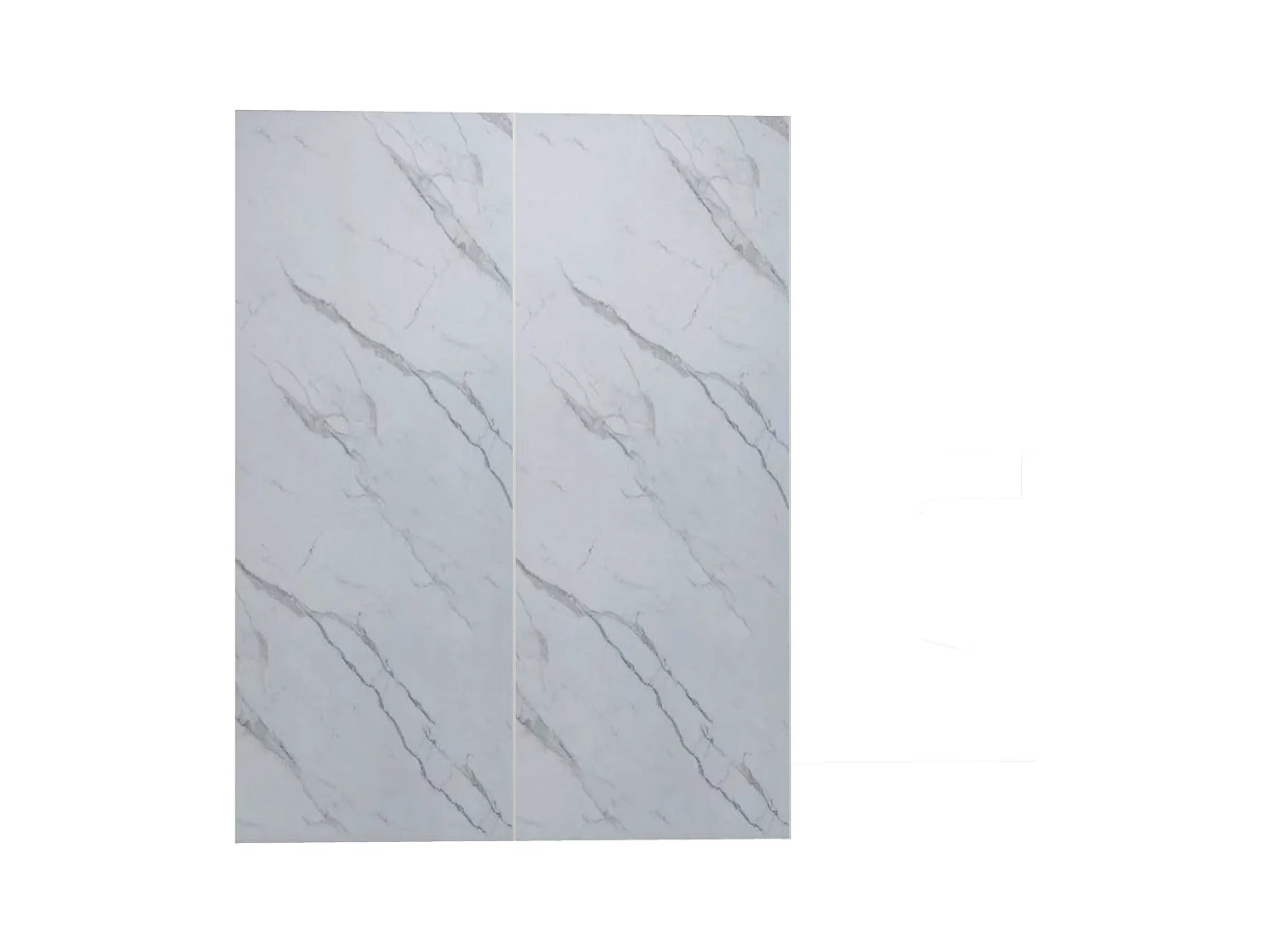 Lot de 2 panneaux muraux de douche effet blanc marbre mural aluminium avec 1 profile - L.80 x L.80 x H.210 cm - Étanche, durable et facile à nettoyer