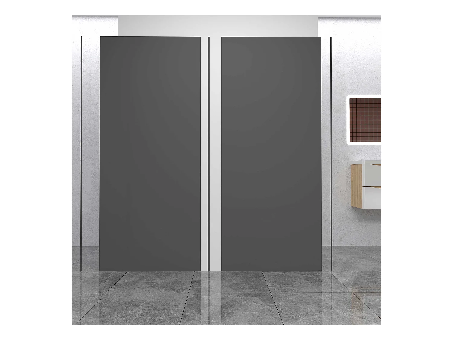 Lot de 2 panneaux muraux de douche Noir mural aluminium avec 1 profile - L.90 x L.100 x H.210 cm - Étanche, durable et facile à nettoyer