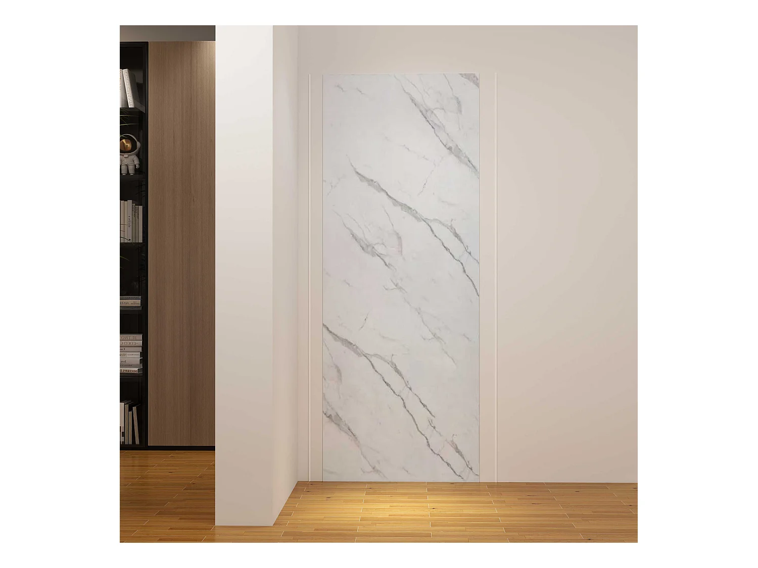 Panneau mural de douche effet blanc marbre 120 x 210 cm mural aluminium avec 1 profile - Étanche, durable et facile à nettoyer