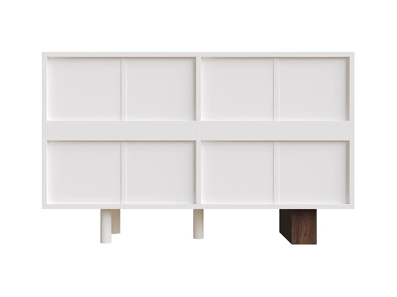 Buffet blanc - Buffet avec 6 tiroirs et portes au design géométrique - pour salle à manger et salon