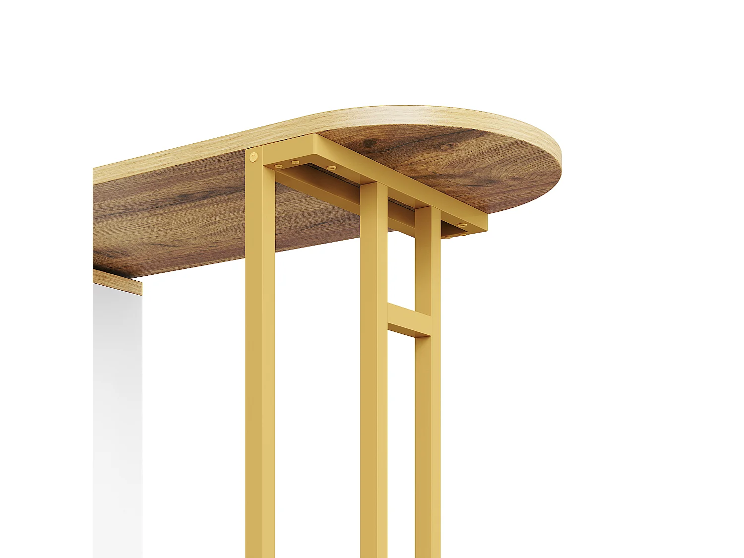 Mueble bar giratorio - Mesa de bar extensible con iluminación LED y puertas corredizas de vidrio - espacio de almacenamiento abierto - blanco