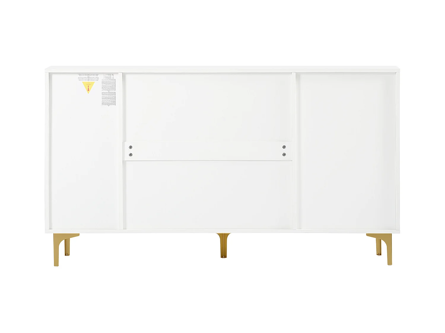 Buffet blanc - Buffet avec 4 portes et 5 pieds en métal - portes vitrées - pour salon et salle à manger