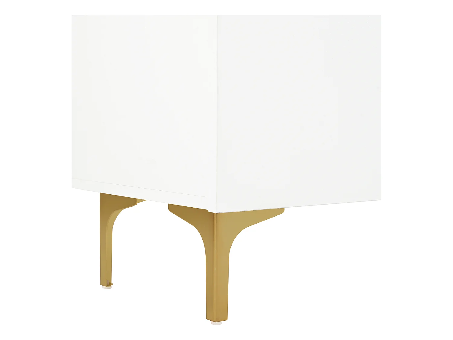 Buffet blanc - Buffet avec 4 portes et 5 pieds en métal - portes vitrées - pour salon et salle à manger