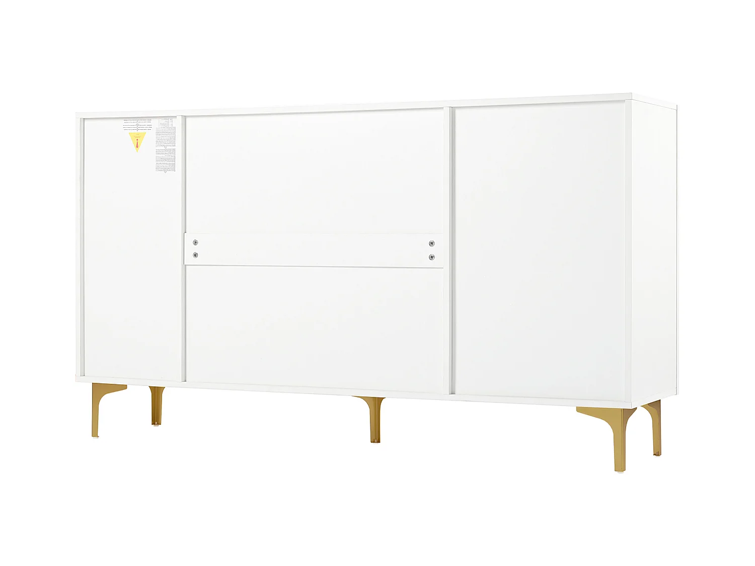 Buffet blanc - Buffet avec 4 portes et 5 pieds en métal - portes vitrées - pour salon et salle à manger