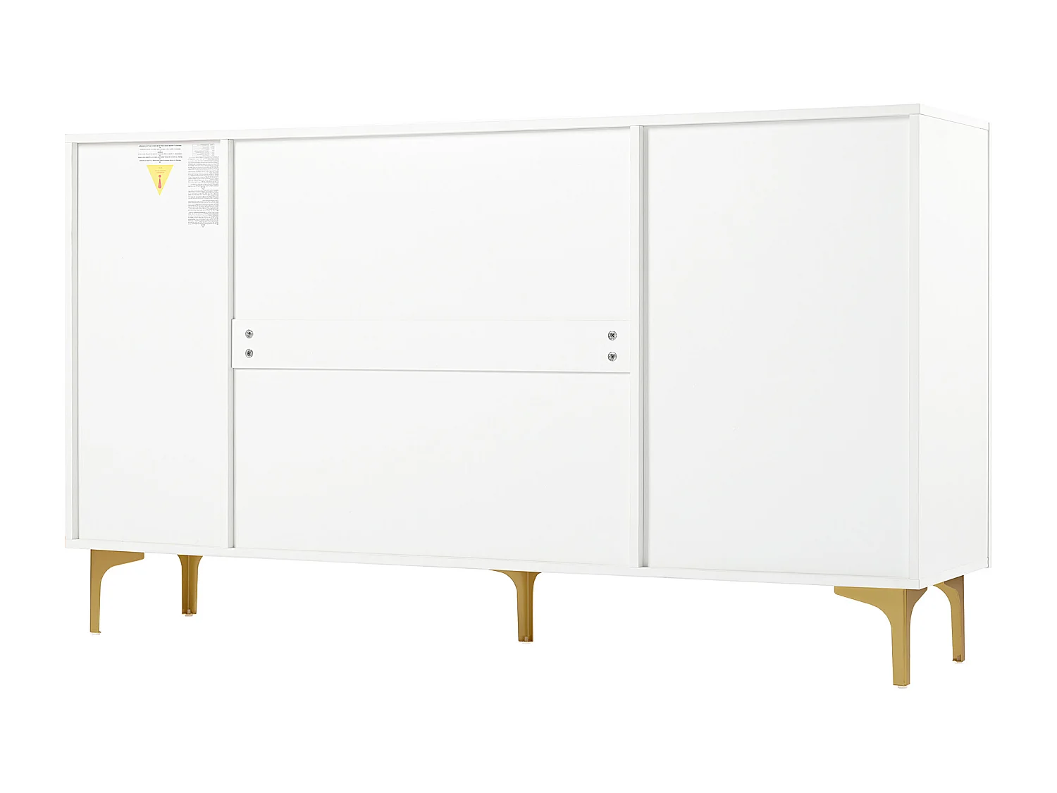 Buffet blanc - Buffet avec 4 portes et 5 pieds en métal - portes vitrées - pour salon et salle à manger