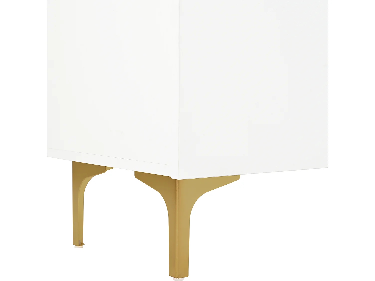 Buffet blanc - Buffet avec 4 portes et 5 pieds en métal - portes vitrées - pour salon et salle à manger