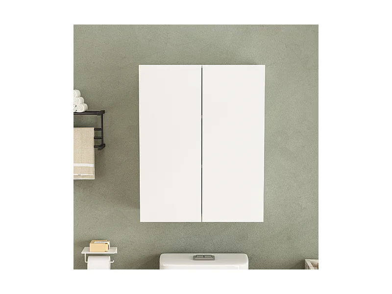 Mobile da bagno moderno a parete bianco a 2 ante e 3 ripiani 80 cm