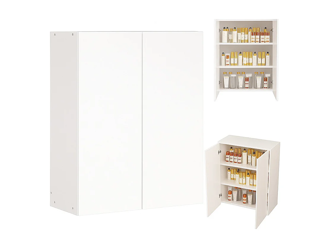 Mueble baño moderno 2 puertas blanco 3 estantes 80 cm