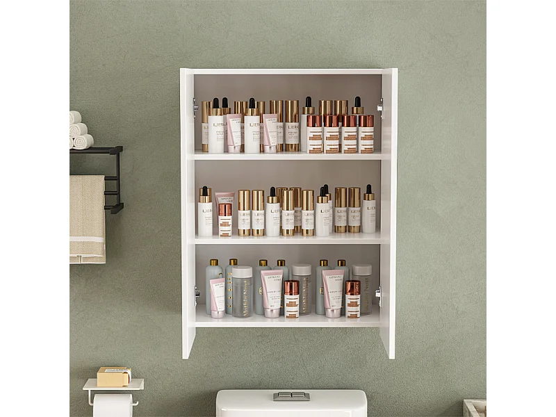 Mueble baño moderno 2 puertas blanco 3 estantes 80 cm