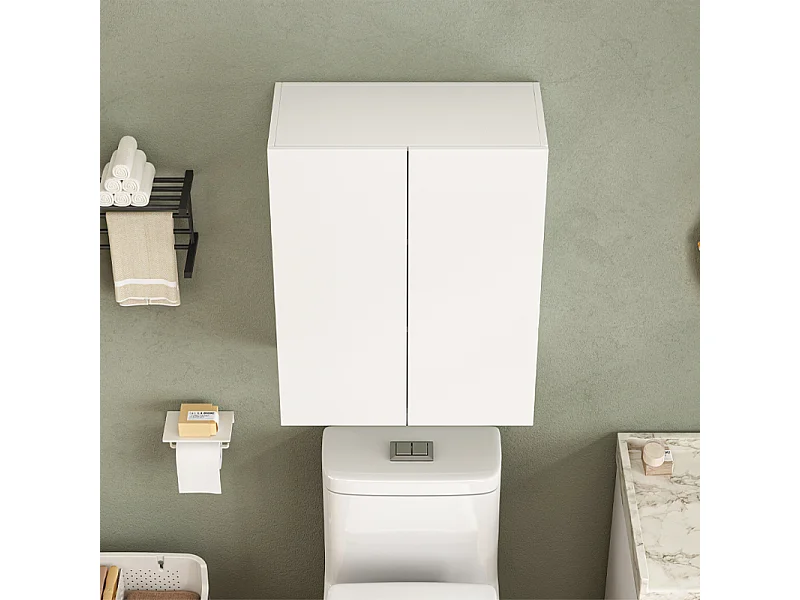 Mueble baño moderno 2 puertas blanco 3 estantes 80 cm