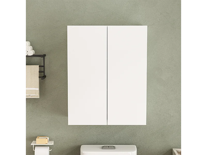 Mobile da bagno moderno a parete bianco a 2 ante e 3 ripiani 80 cm