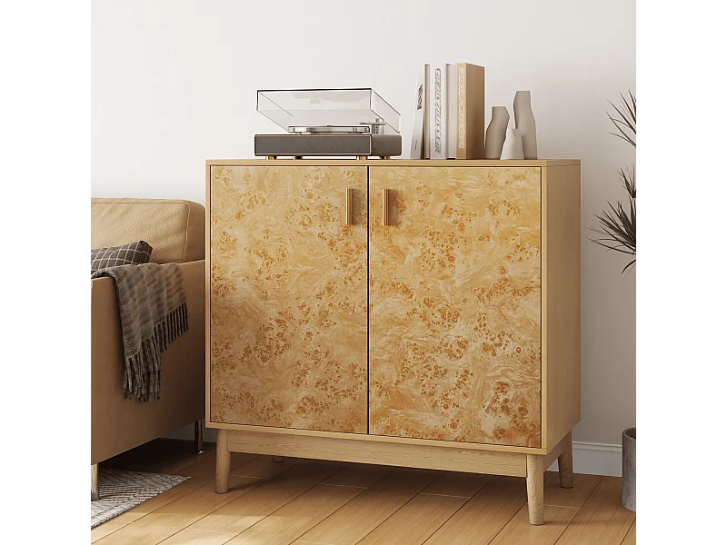 Gelbes Sideboard - Sideboard mit 2 Türen und verstellbaren Einlegeböden - für wohnzimmer und flur