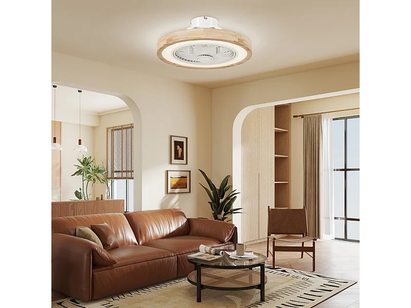 Ventilatore da soffitto naturale - Ventilatore da soffitto con luce LED e 6 velocità - per camera da letto