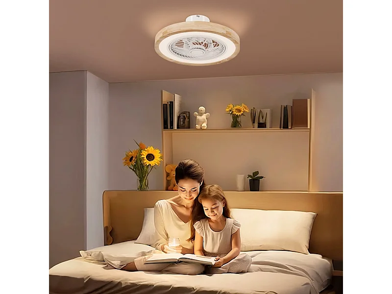 Ventilatore da soffitto naturale - Ventilatore da soffitto con luce LED e 6 velocità - per camera da letto